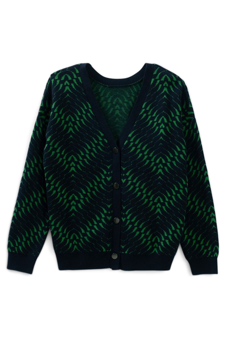 NAVY GEOMETRIC MOTIF JACQUARD KNIT CARDIGAN 4