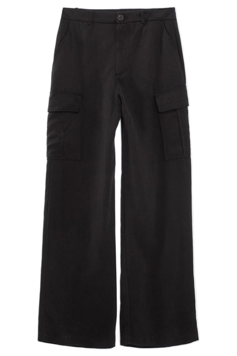 BLACK LYOCELL® HIGH-WAIST CARGO TROUSERS 4