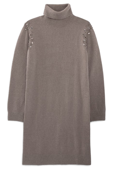 BEIGE KNIT DRESS WITH DIAMANTE ARMHOLES 3