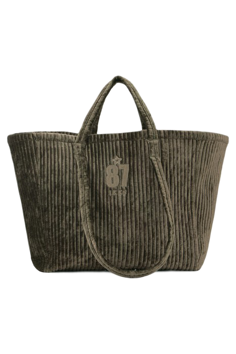 KHAKI OVERSIZED QUILTED VELVET TOTE BAG 4