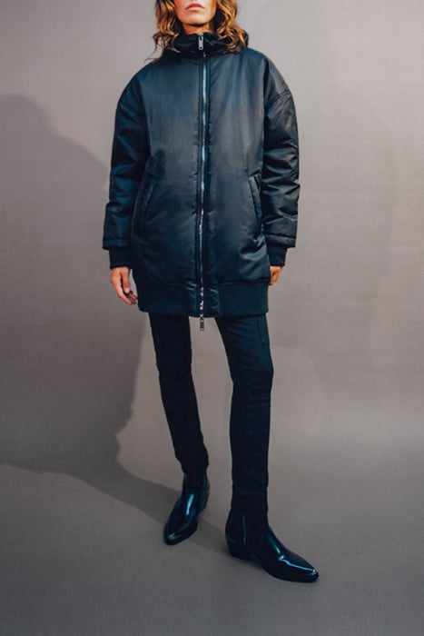 BLACK MID-LENGTH BOMBER-STYLE PARKA 9