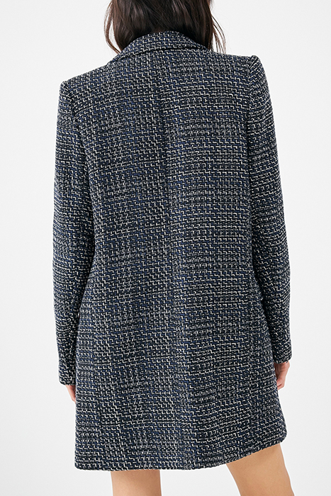 NAVY SEMI-PLAIN COTTON BLEND MID-LENGTH COAT 2