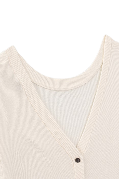 ECRU KNIT FRONT/BACK SWEATER, BUTTONED BACK 3