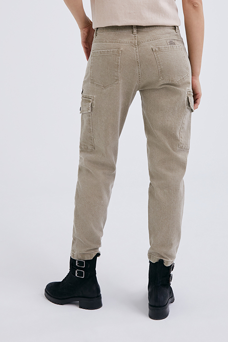 LIGHT KHAKI TERRA DENIM CROPPED COMBAT TROUSERS 2