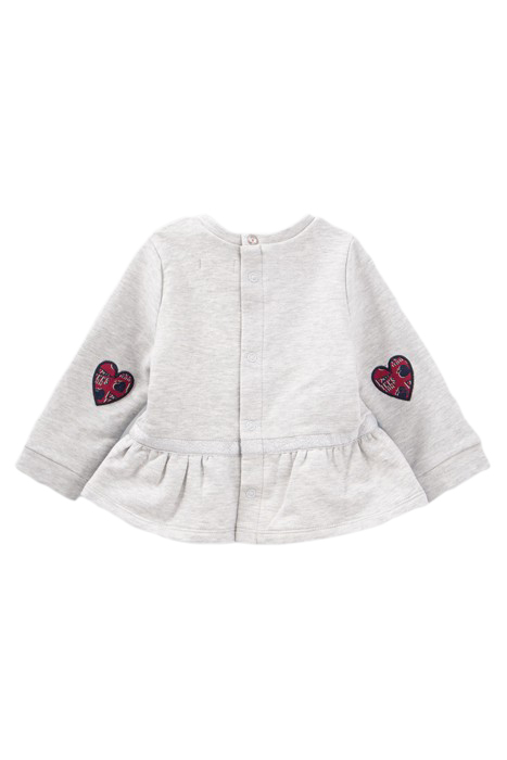 BABY GIRLS’ GREY SWEATSHIRT, PEPLUM/HEART ELBOW PATCHES 3