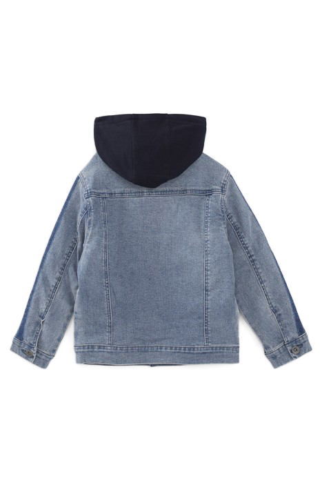 BOYS’ BLUE DENIM SHERPA-LINED JACKET, HOODED FACING 2