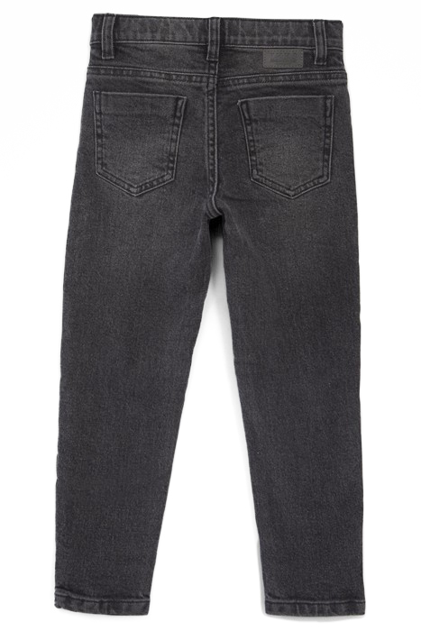 BOYS’ GREY EMBROIDERED AND DISTRESSED KNEE TAPERED JEANS 2