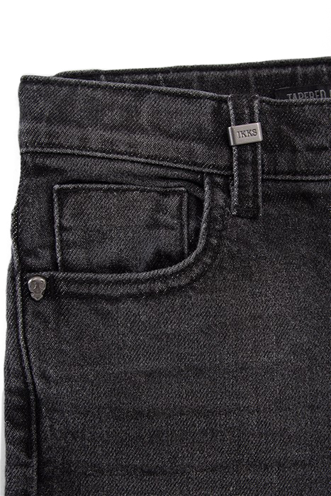 BOYS’ GREY EMBROIDERED AND DISTRESSED KNEE TAPERED JEANS 5