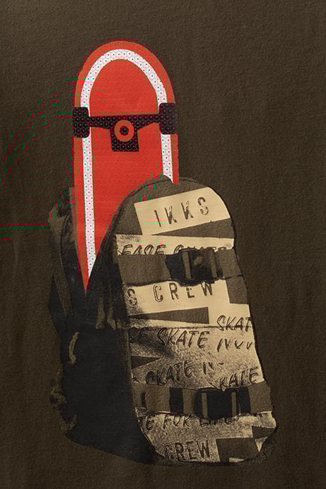 BOYS’ KHAKI SKATEBOARD REVERSIBLE SEQUIN COTTON T-SHIRT 5