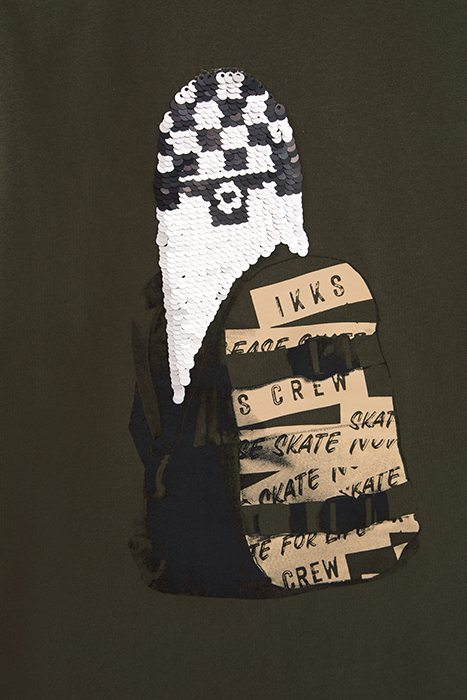 BOYS’ KHAKI SKATEBOARD REVERSIBLE SEQUIN COTTON T-SHIRT 6
