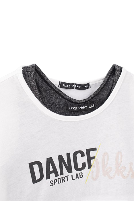 GIRLS’ 2-IN-1 WHITE T-SHIRT WITH GREY BRA TOP 6