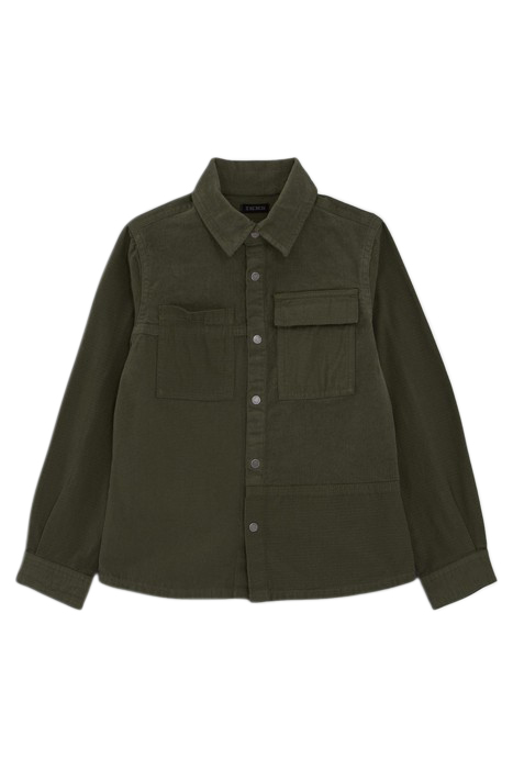 BOYS’ KHAKI CORDUROY AND CANVAS MIXED FABRIC SHIRT 2