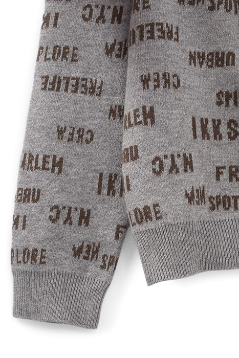 BOYS’ KHAKI/GREY JACQUARD LETTER REVERSIBLE SWEATER 4