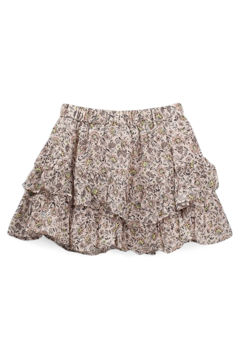 GIRLS’ BEIGE FLOWER PRINT ASYMMETRIC RUFFLED SKIRT 2