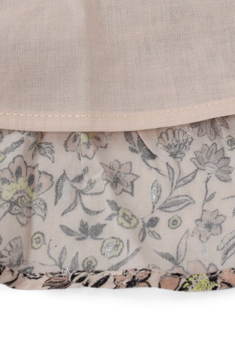 GIRLS’ BEIGE FLOWER PRINT ASYMMETRIC RUFFLED SKIRT 6