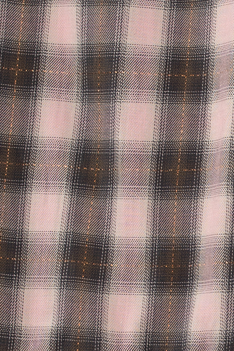 GIRLS’ PINK WITH KHAKI CHECK DRESS WITH SMOCKED COLLAR 6