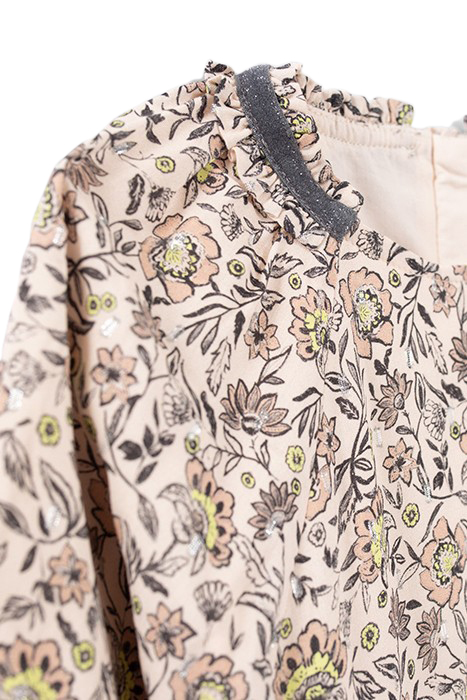 GIRLS’ BEIGE FLOWER PRINT DRESS 6