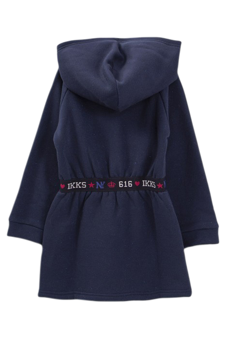 GIRLS’ NAVY GLITTERY HOODED SWEATSHIRT DRESS 2
