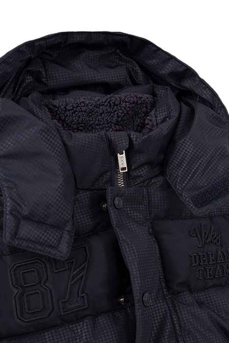BOYS’ NAVY HOUNDSTOOTH MOTIF NYLON PADDED JACKET 3