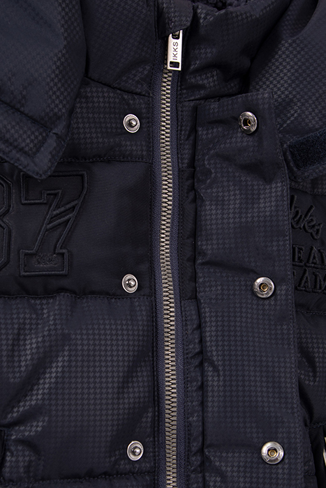 BOYS’ NAVY HOUNDSTOOTH MOTIF NYLON PADDED JACKET 6