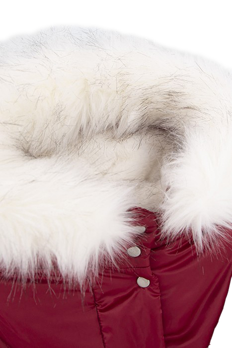 GIRLS’ BURGUNDY FUR-LINED QUILTED HOODED PADDED JACKET 6