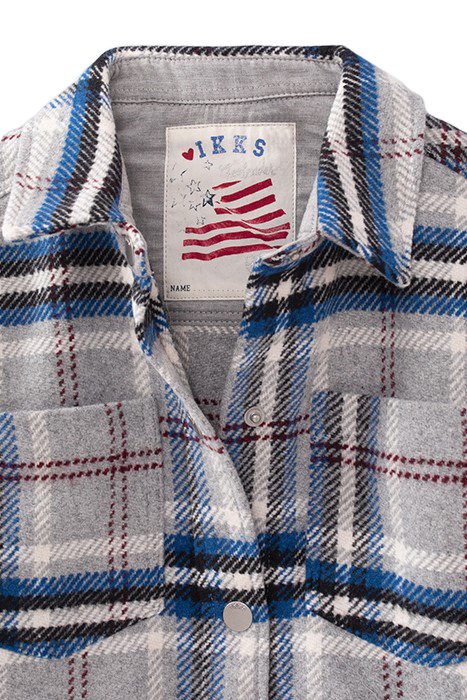 GIRLS’ GREY, BLUE, BLACK, ECRU CHECK COAT 4