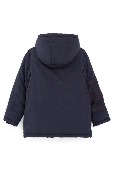 BOYS’ 2-IN-1 NAVY PARKA AND COLOUR BLOCK PADDED JACKET 2