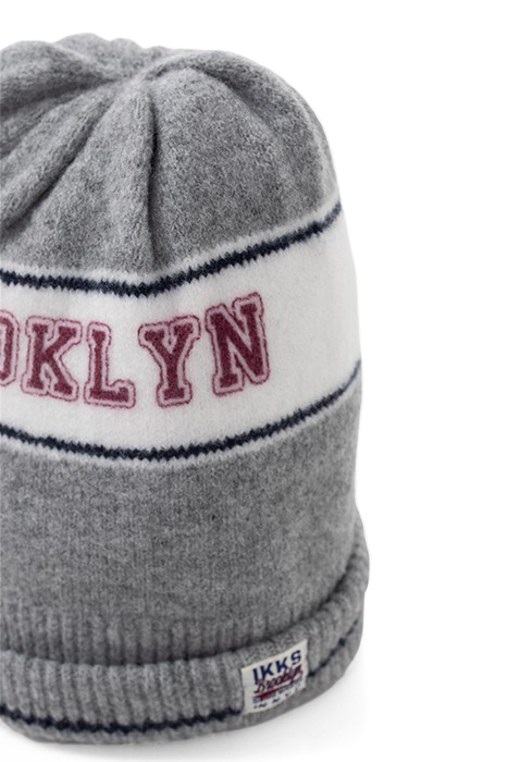 BOYS’ GREY SLOGAN JACQUARD KNIT BEANIE 3