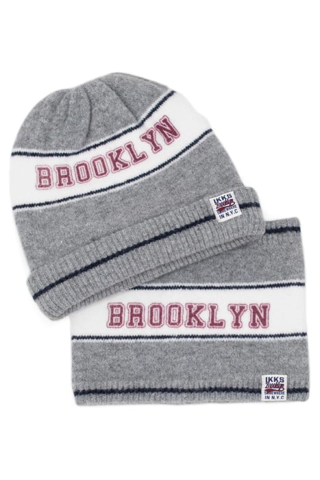 BOYS’ GREY SLOGAN JACQUARD KNIT SNOOD 3