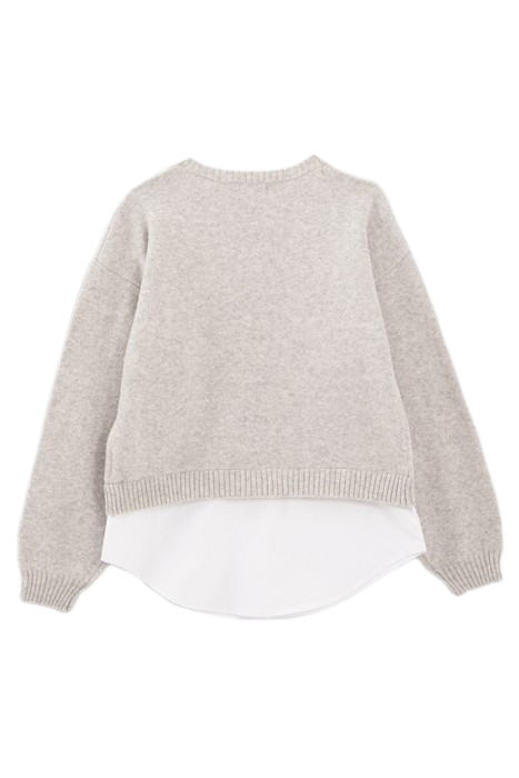 GIRLS’ GREY KNIT SWEATER WITH TROMPE-L'OEIL SHIRT 2