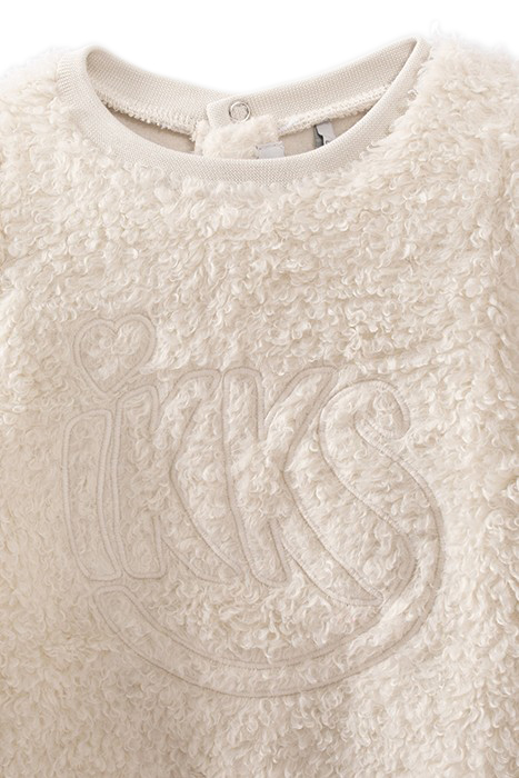 BABY GIRLS’ ECRU SHERPA DRESS WITH EMBROIDERED LOGO 3
