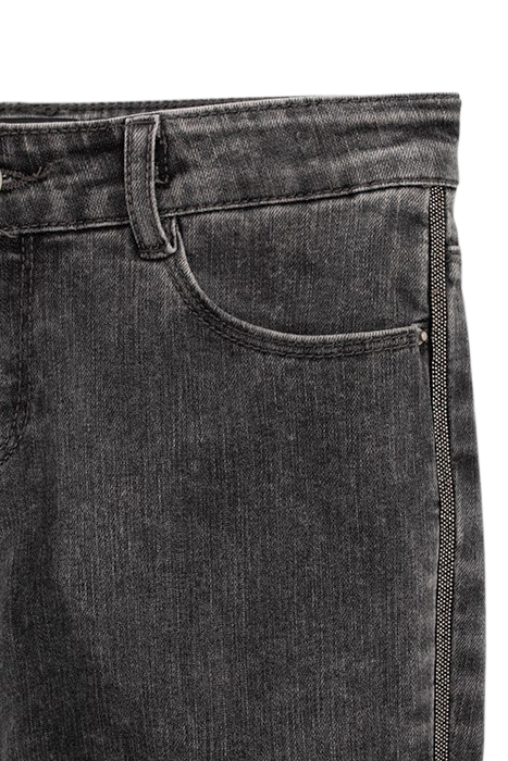 GIRLS’ GREY HIGH-WAIST SLIM JEANS WITH SIDE BANDS 3