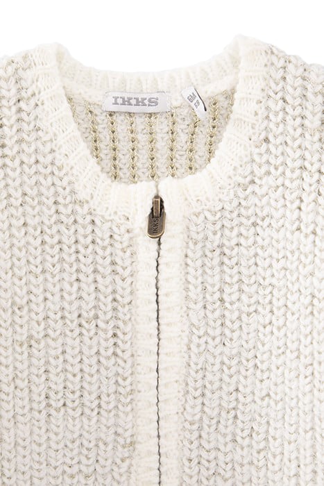 BABY GIRLS’ ECRU KNIT CARDIGAN WITH GOLD LUREX JACQUARD 5