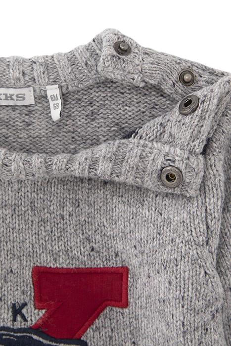BABY BOYS’ GREY MARL KNIT SWEATER WITH XL EMBROIDERY 5
