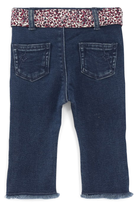 BABY GIRLS’ BLUE JEANS WITH FRINGED CUFFS AND SCARF BELT 2