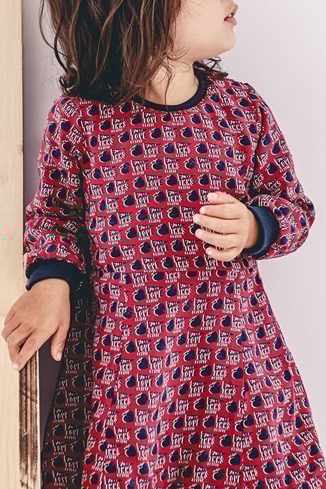 BABY GIRLS’ NAVY/HEART-APPLES REVERSIBLE DRESS 5