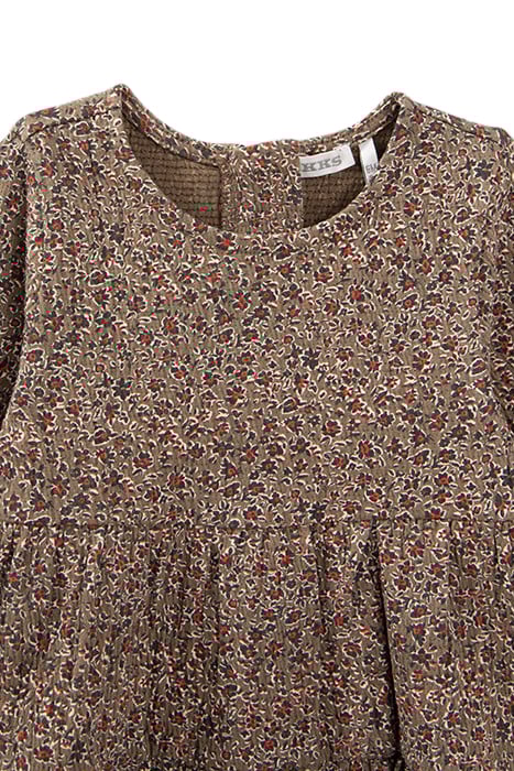 BABY GIRLS’ KHAKI LEOPARD FLORAL PRINT DRESS 3