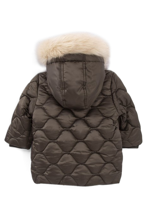 BABY GIRLS’ KHAKI QUILTED FUR-LINED HOODED PARKA 3