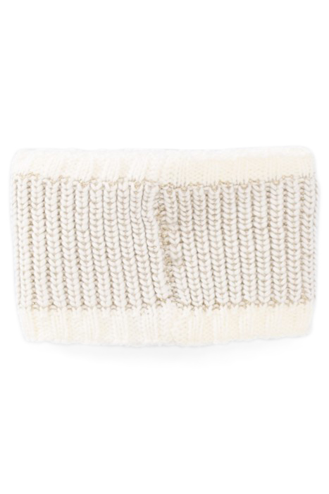 BABY GIRLS’ ECRU KNIT SNOOD, GOLD LUREX & LIGHTNING BADGE 2