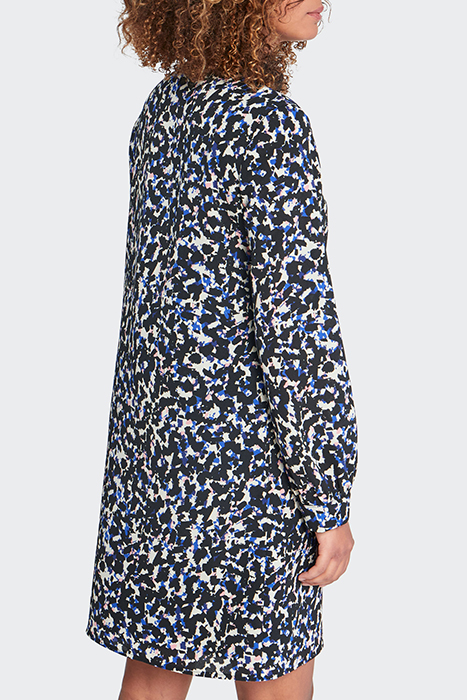 BLACK TACHIST PRINT ZIP-NECK DRESS 2