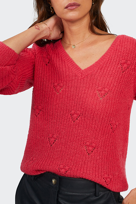 FLASH PINK DECORATIVE STITCH KNIT SWEATER 4