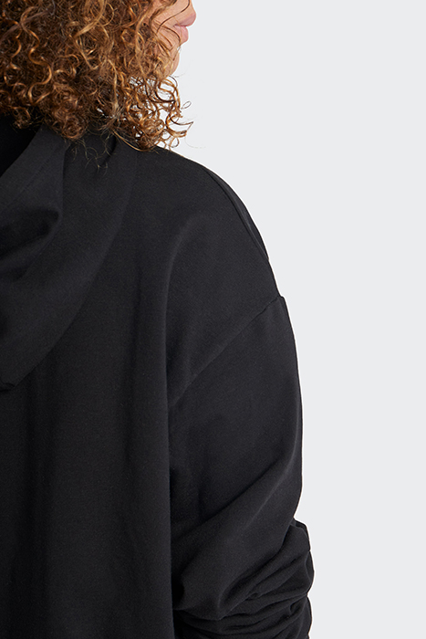 BLACK HOODIE WITH GLITTERY 3D SLOGAN 5