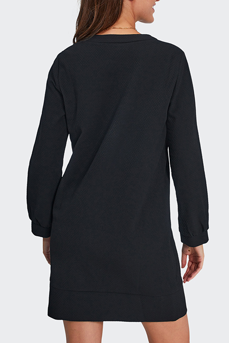 BLACK WAFFLE-KNIT DRESS WITH LETTER BANDS 2