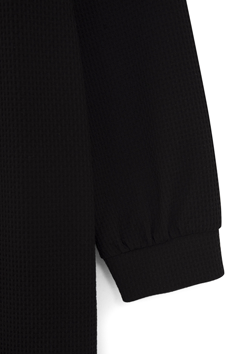 BLACK WAFFLE-KNIT DRESS WITH LETTER BANDS 9