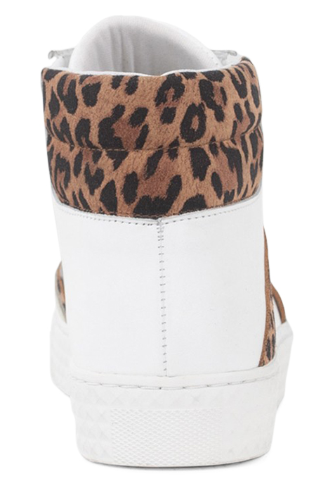 WHITE, GREY, LEOPARD MOTIF HIGH-TOP TRAINERS 2