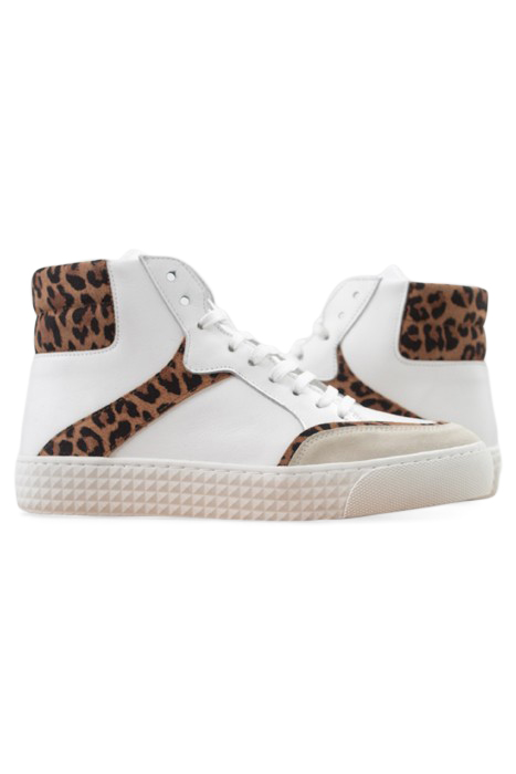 WHITE, GREY, LEOPARD MOTIF HIGH-TOP TRAINERS 3