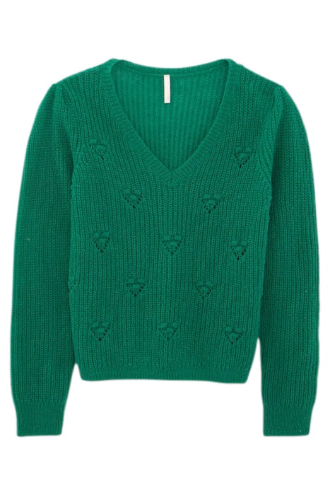 NEON GREEN DECORATIVE STITCH KNIT SWEATER 1