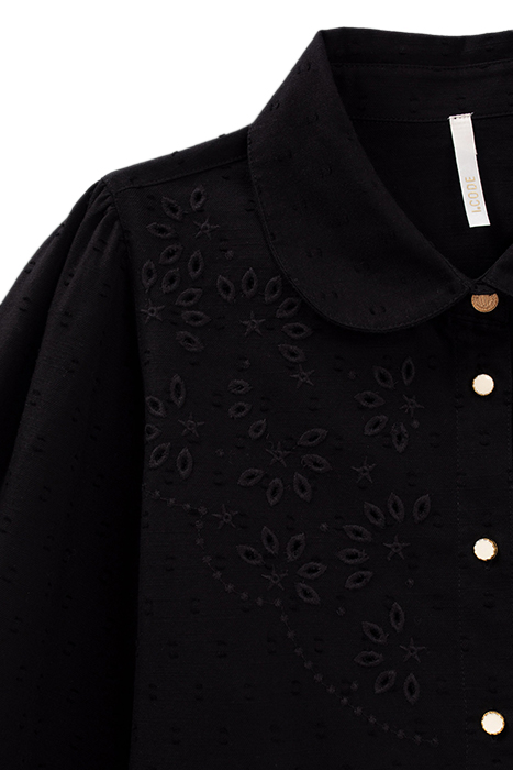 BLACK EYELET EMBROIDERY DICKEY SHIRT 8