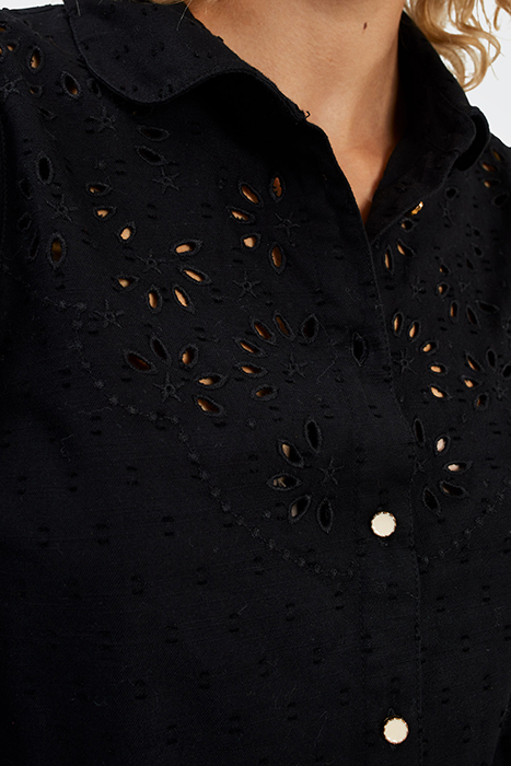BLACK EYELET EMBROIDERY DICKEY SHIRT 6