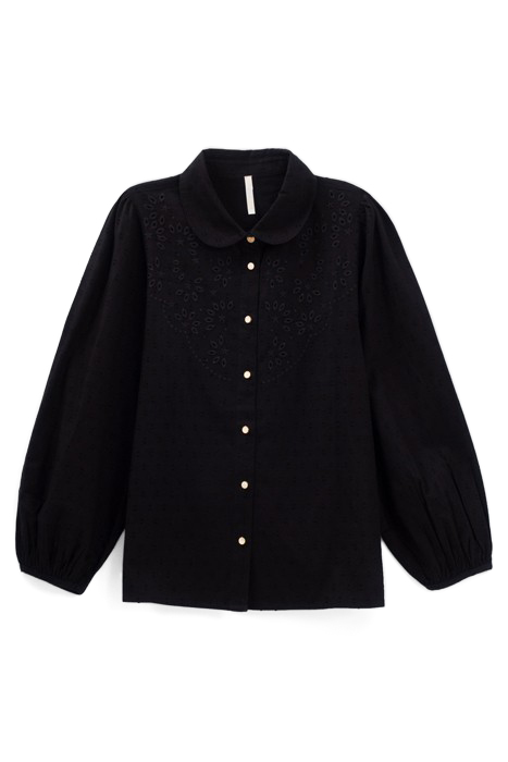 BLACK EYELET EMBROIDERY DICKEY SHIRT 3